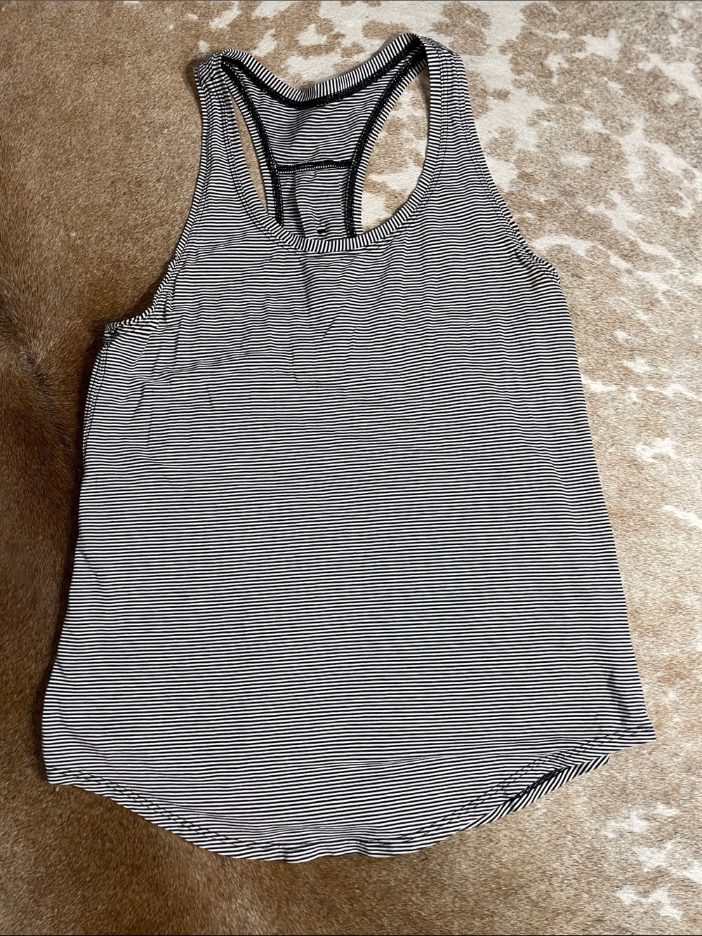 lululemon athletica Black and White Striped Racerback Tank